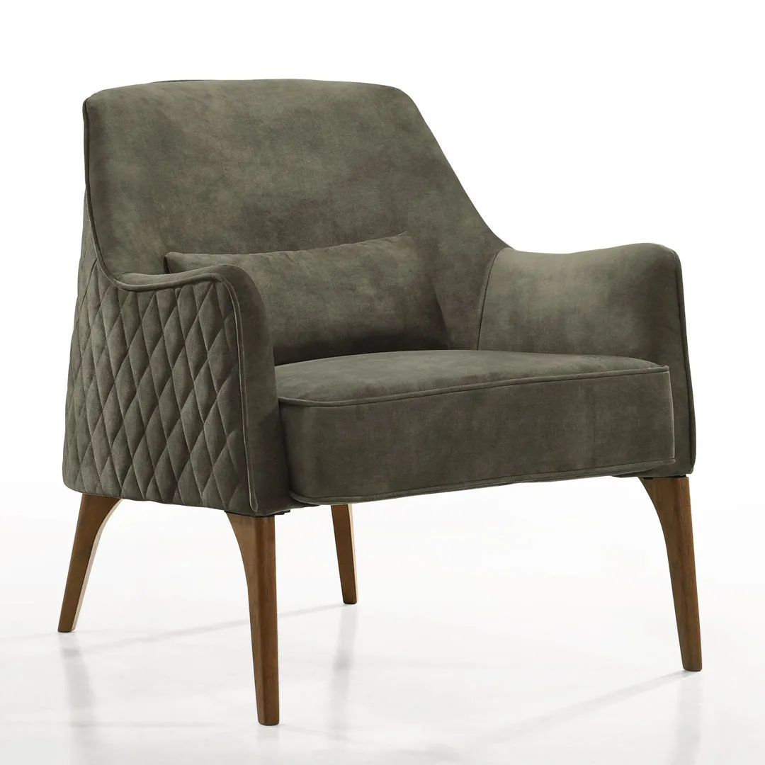 Upholstered Diamond Tufted Lounge Accent Chair Armchair Mercury Row® Fabric: Moss Green Velvet