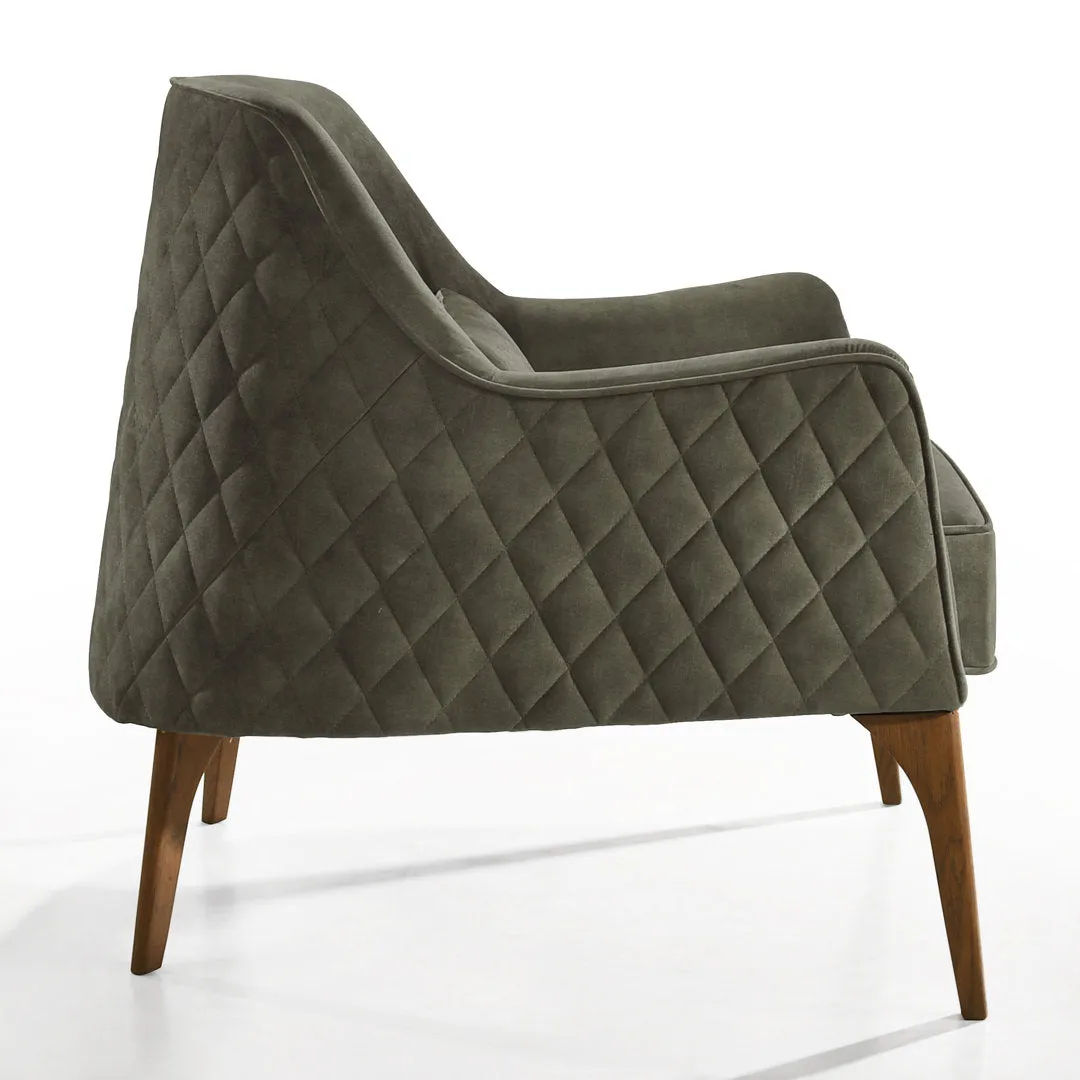 Upholstered Diamond Tufted Lounge Accent Chair Armchair Mercury Row® Fabric: Moss Green Velvet