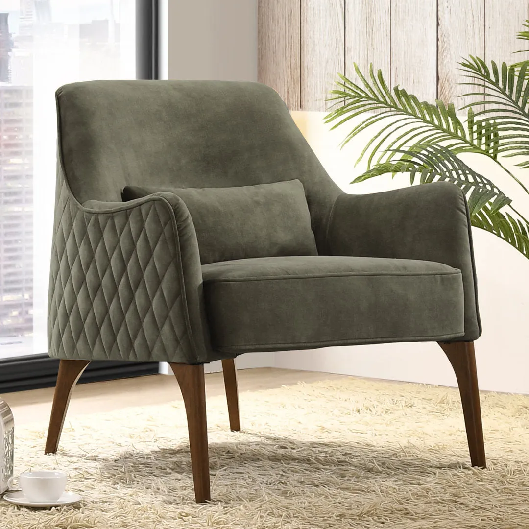 Upholstered Diamond Tufted Lounge Accent Chair Armchair Mercury Row® Fabric: Moss Green Velvet