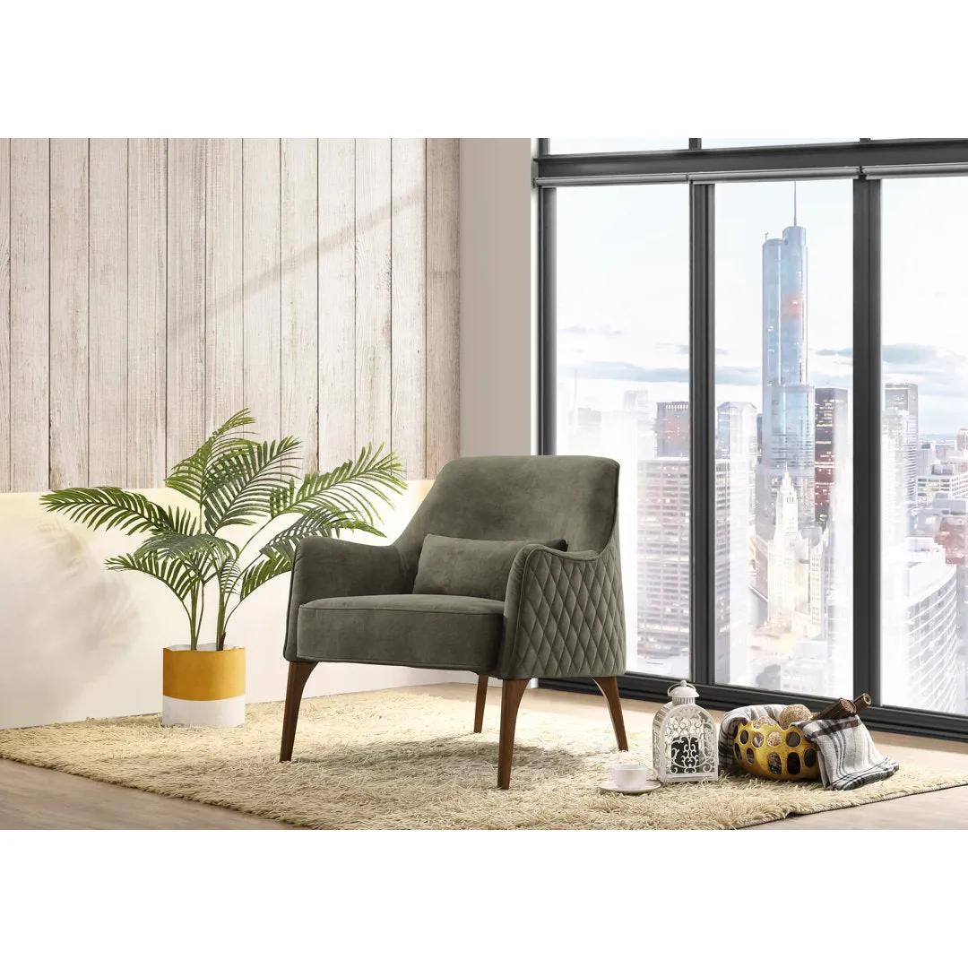Upholstered Diamond Tufted Lounge Accent Chair Armchair Mercury Row® Fabric: Moss Green Velvet