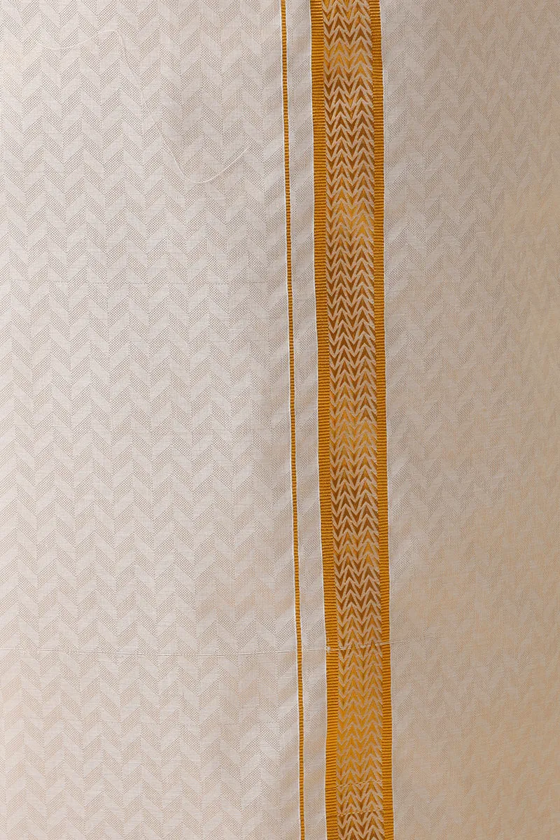 Vaibhav Grand - Gold Hexagonal Design Shirt & Dhoti Tissue Set 2 In 1 For Men | Uathayam
