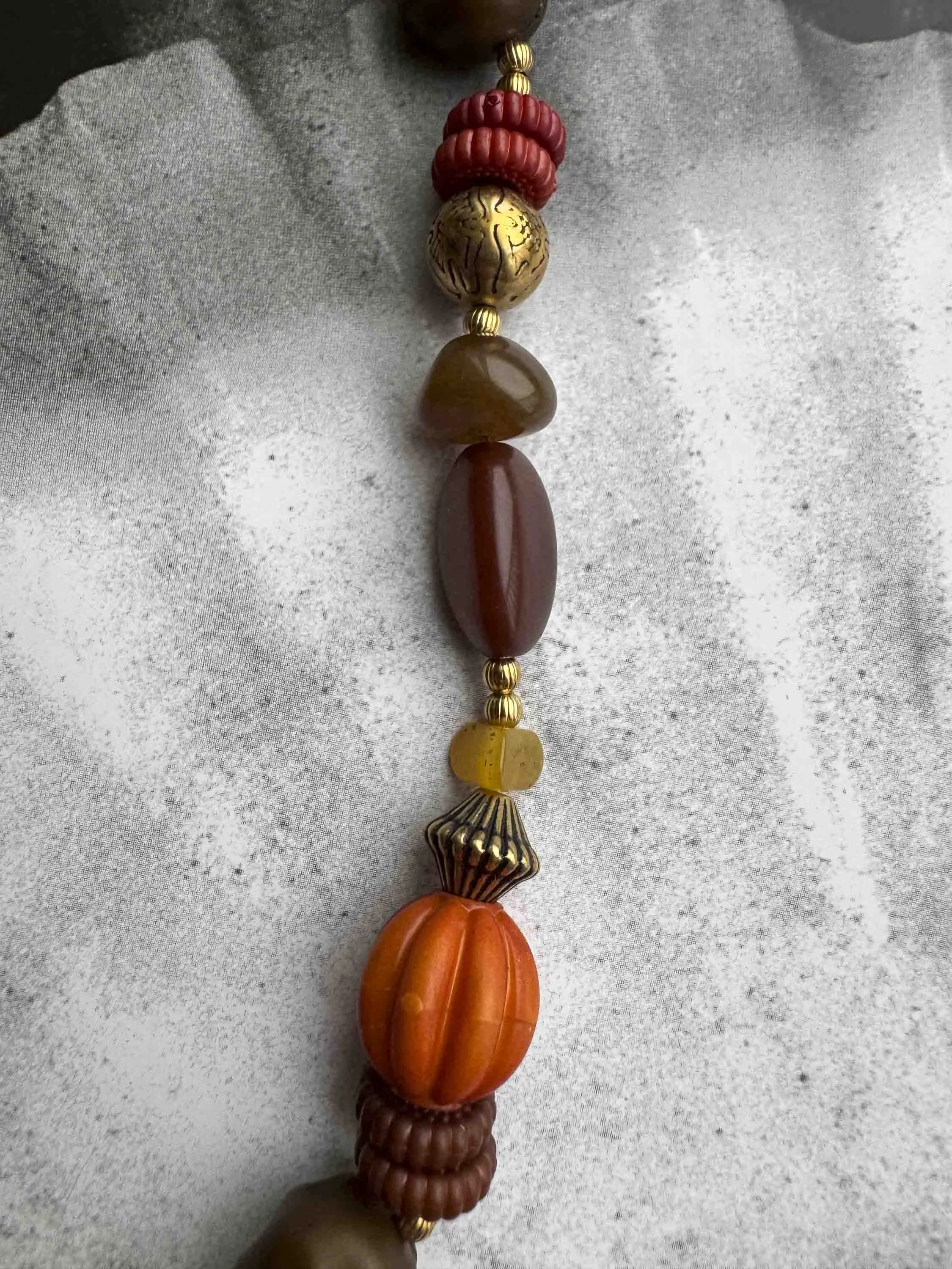 Vintage Bohemian Beaded Heart Pendant Necklace