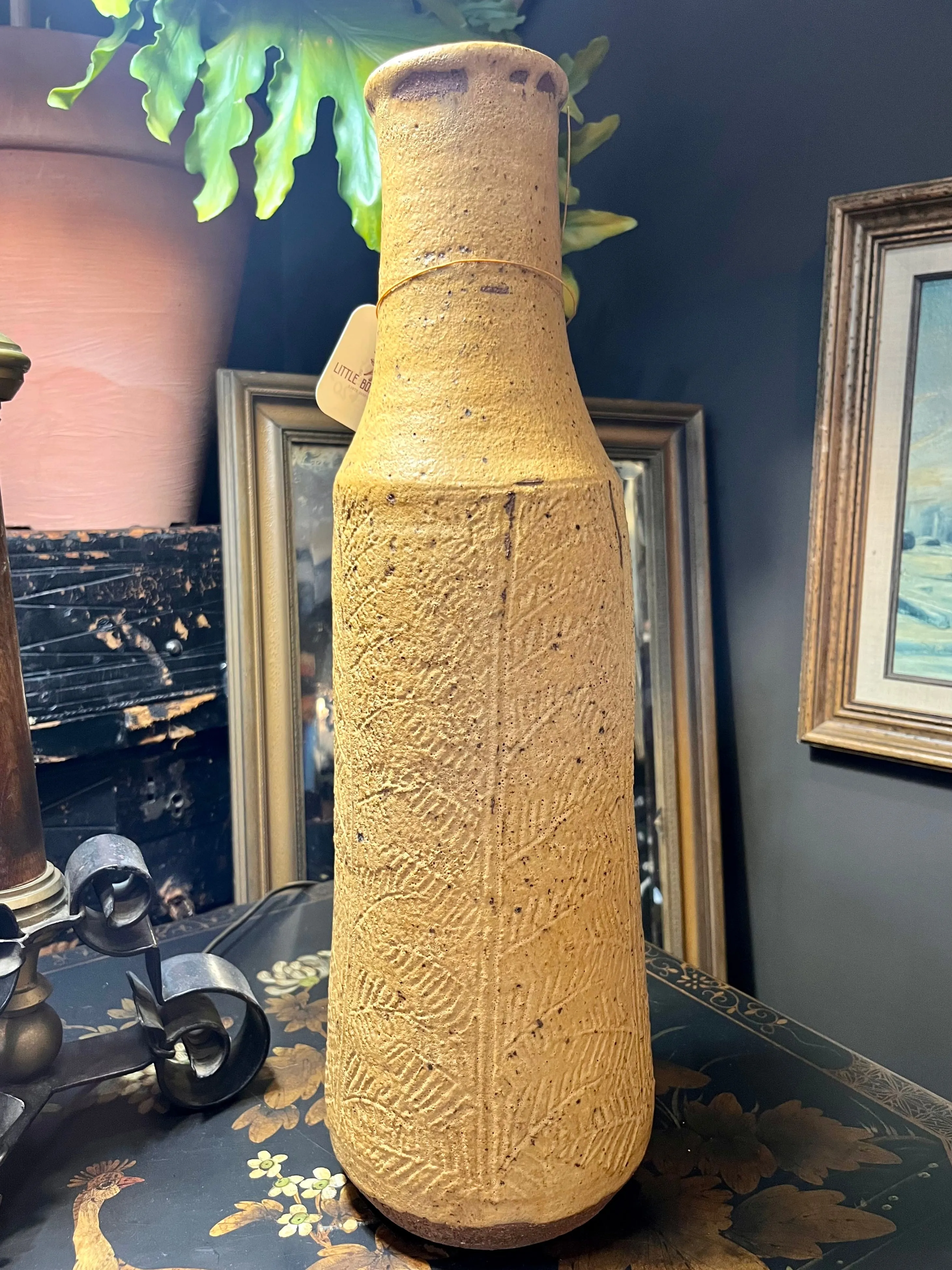 Vintage Clay Leaf Print Vase