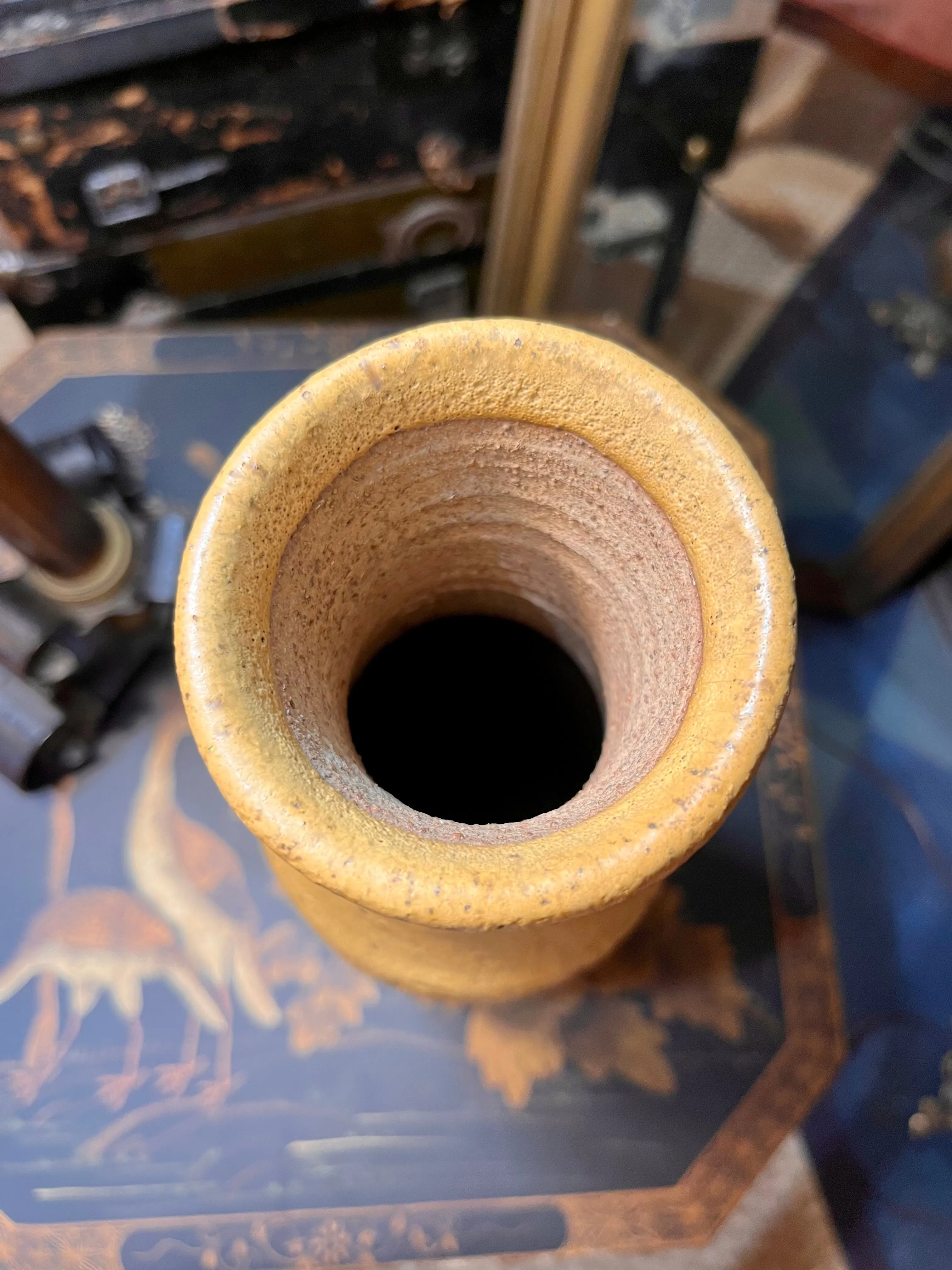 Vintage Clay Leaf Print Vase