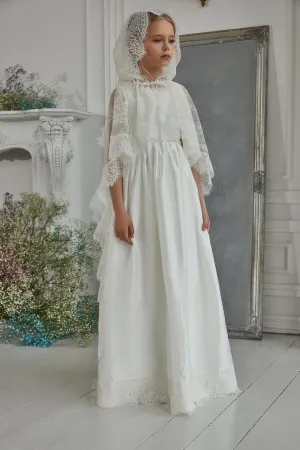 Vintage Hooded Lace Veil for Communion