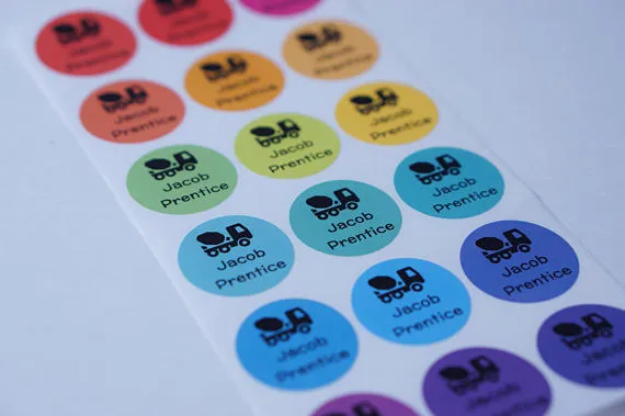 Vivid Rainbow Round Name Labels