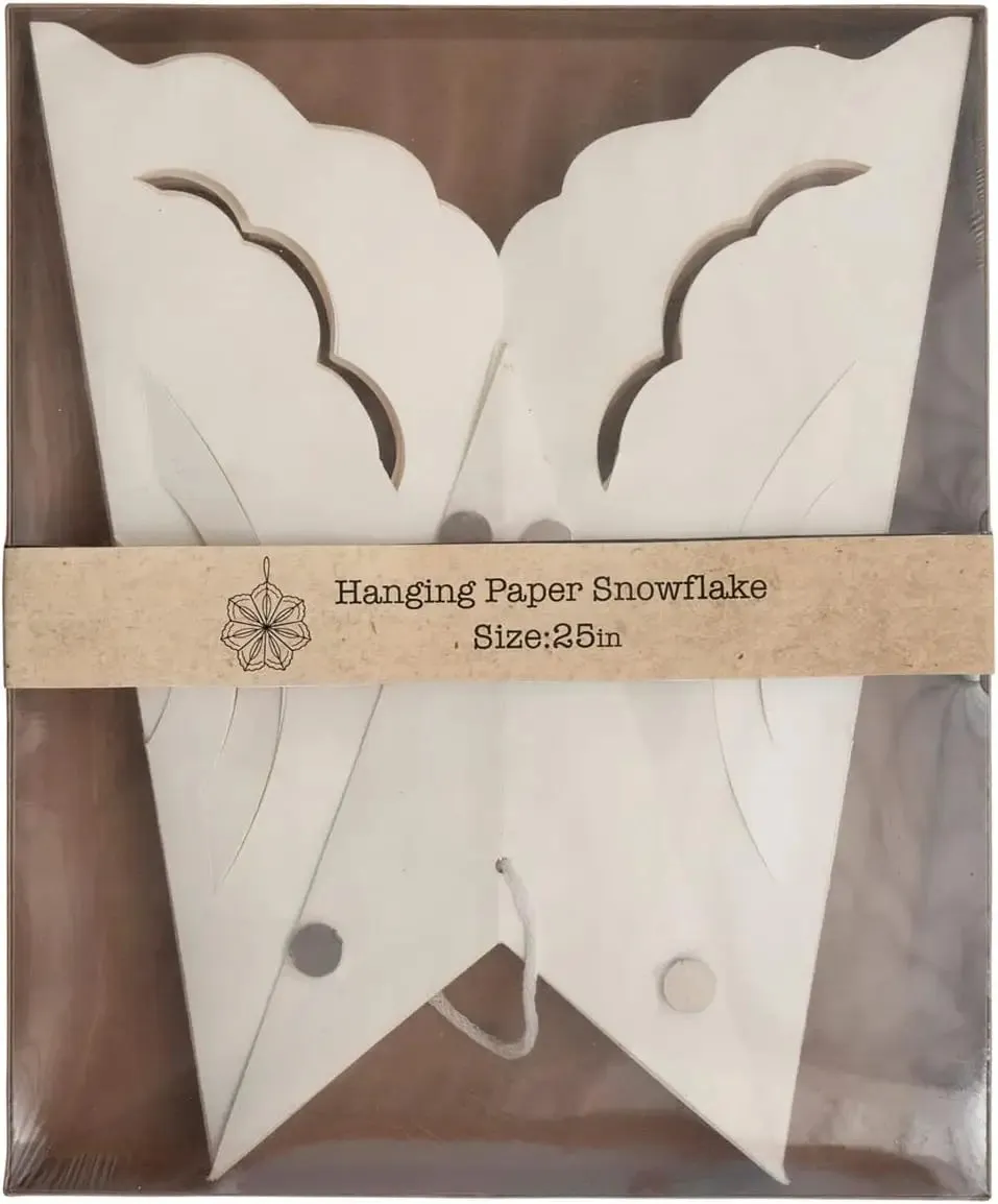 WHITE PAPER SNOWFLAKE CHRISTMAS ORNAMENT FOR HOLIDAY DECOR