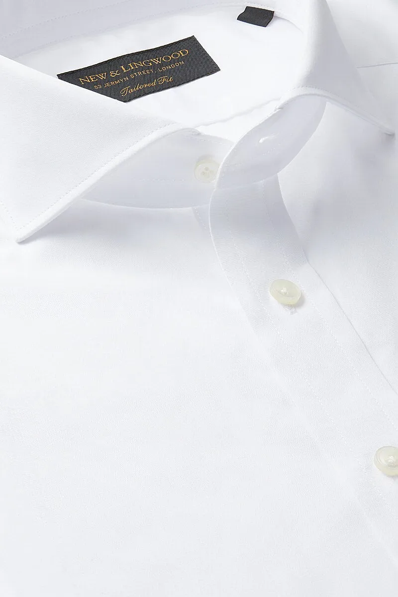 White Poplin Cutaway Collar Tailored Fit Single Cuff Shirt