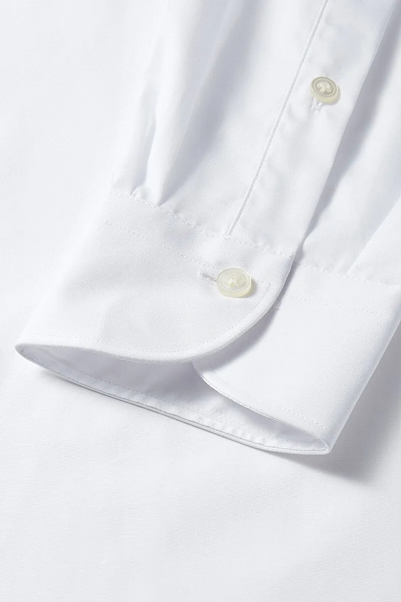 White Poplin Cutaway Collar Tailored Fit Single Cuff Shirt