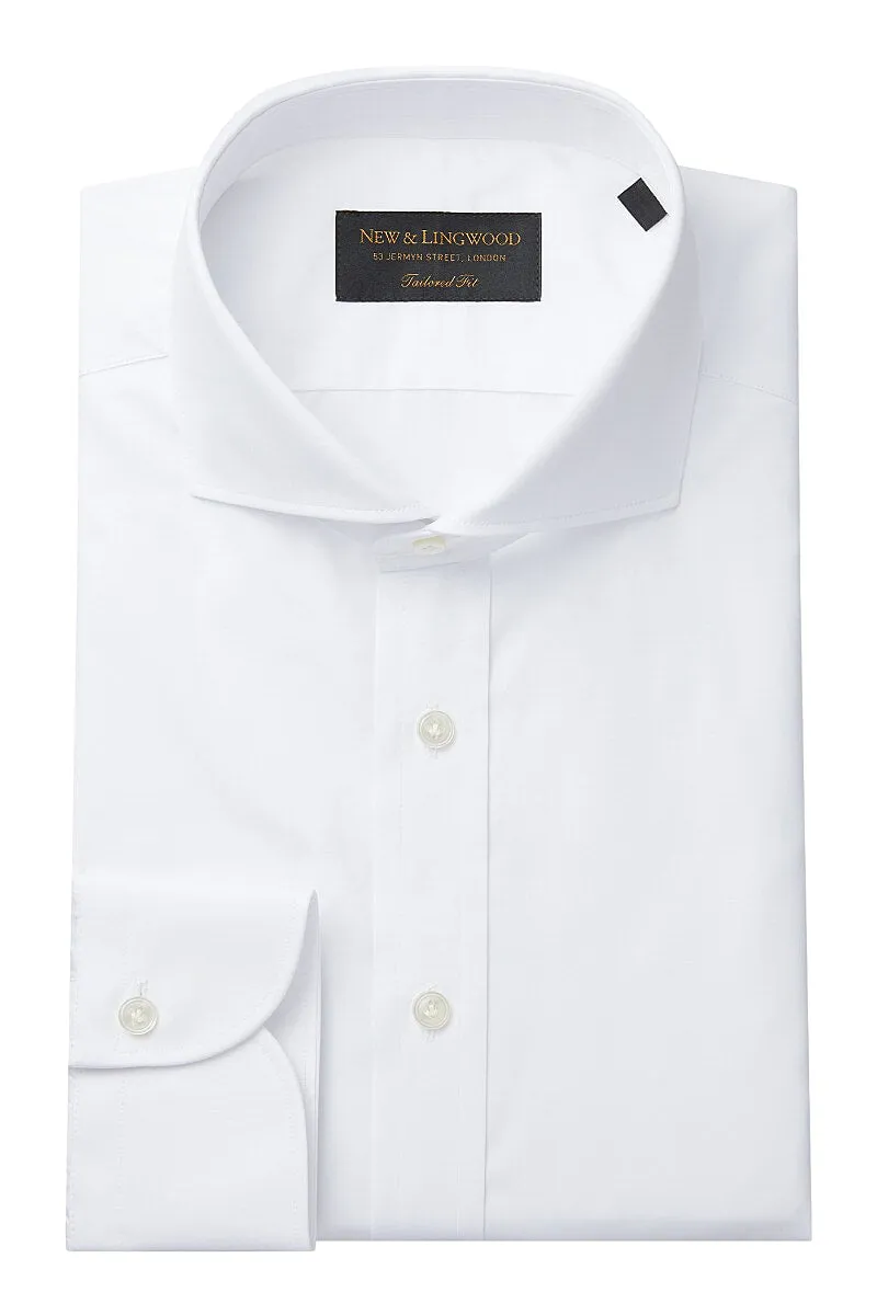 White Poplin Cutaway Collar Tailored Fit Single Cuff Shirt