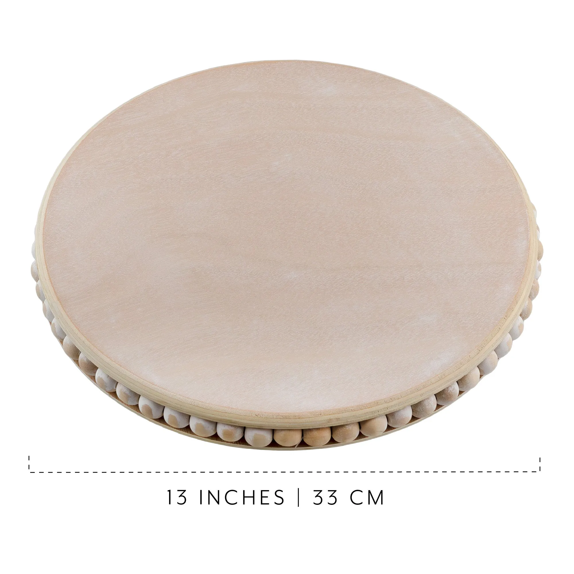 Wood Beaded Lazy Suzan Organizer