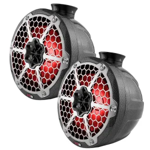 X Series HYDRO 8" Wakeboard Pod Tower Speaker w/RGB LED Light - 375W - Black Carbon Fiber