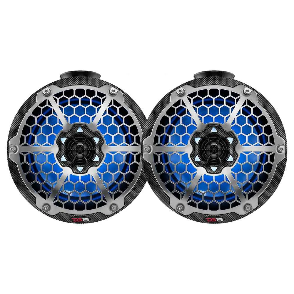 X Series HYDRO 8" Wakeboard Pod Tower Speaker w/RGB LED Light - 375W - Black Carbon Fiber
