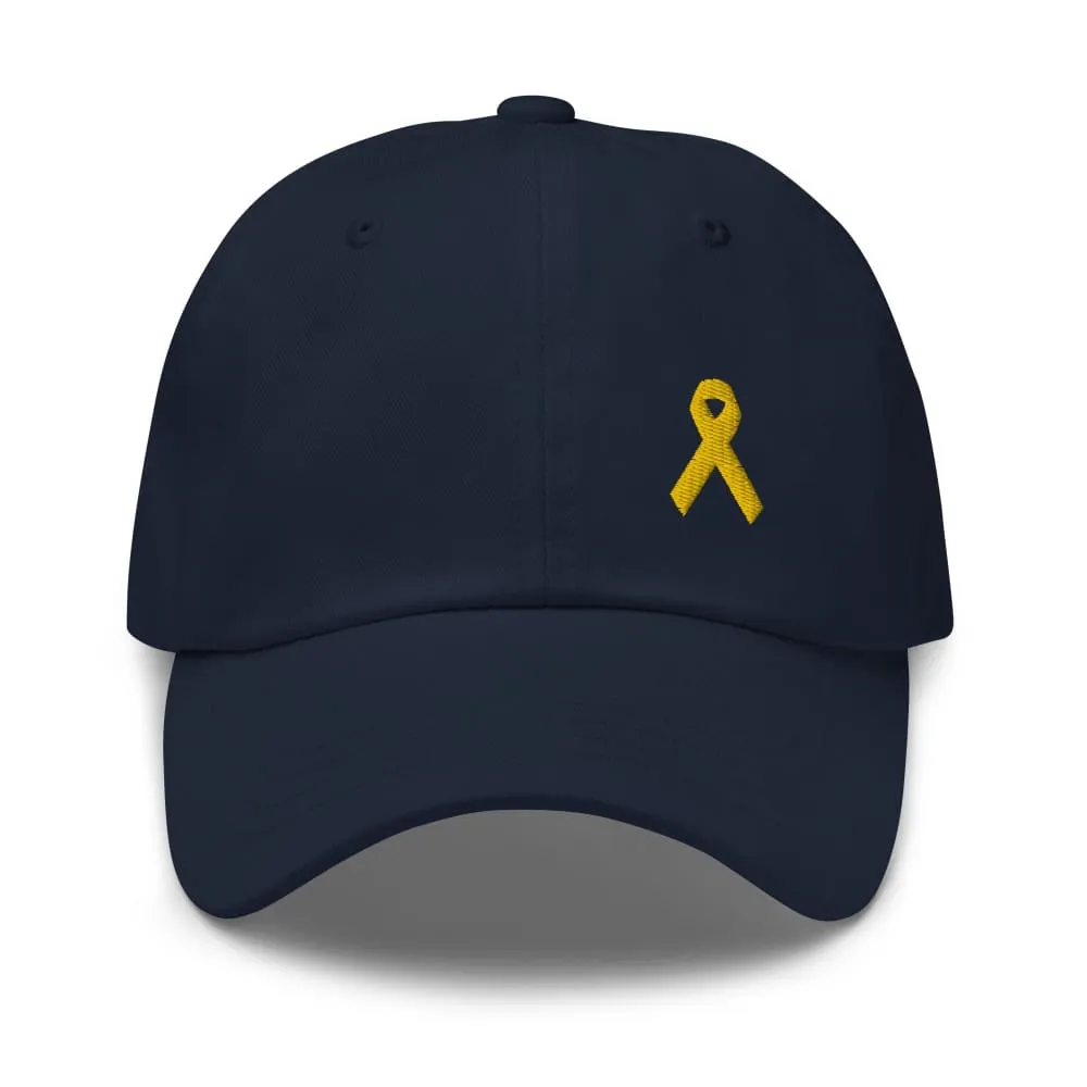 Yellow Ribbon Awareness Dad Hat for Sarcoma, Suicide Prevention & Military Causes