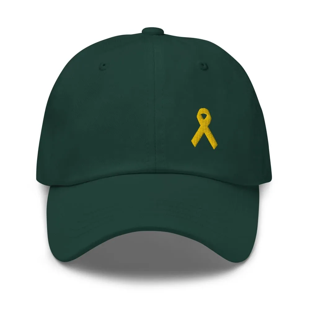 Yellow Ribbon Awareness Dad Hat for Sarcoma, Suicide Prevention & Military Causes