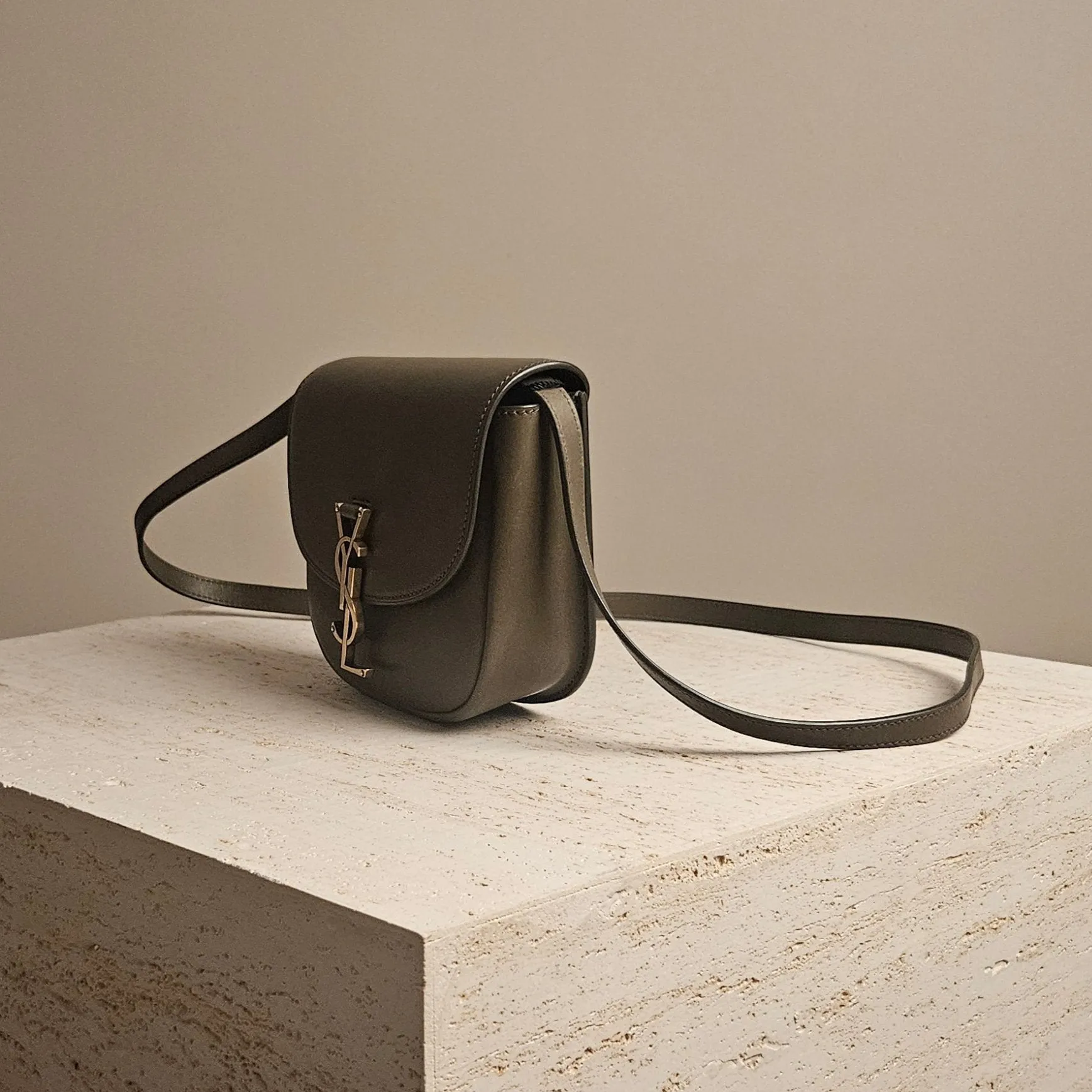 YSL - Saint Laurent Kaia Small Leather Shoulder Bag Army Green
